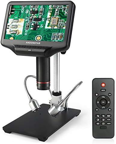 Andonstar AD407 3D HDMI Soldering Digital Microscope with 4MP UHD and 7 inch Adjustable LCD Screen USB Video Microscopes for Phone Repairing SMT SMD DIY