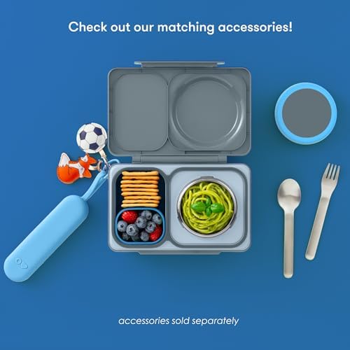 Omie OmieBox UP bento Box for Kids | Insulated Lunch Box | Leak Proof Vacuum Insulated Thermal Food jar | Cooler ice Pack | 2 Compartments (Graphite)
