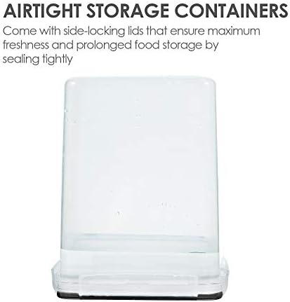 Vtopmart 4 PCS Large Food Storage Containers 5.2L / 175oz, 4 Pieces BPA Free Plastic Airtight Canisters for Flour, Sugar, Baking Supplies, Rice with Lids, 4 Measuring Cups and 24 Labels, Black