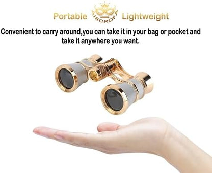 Opera Glasses,3X25 Theater Binoculars with Foldable and Extendable Handle,Mini Binocular Compact Lightweight,Portable Theater Glasses for Adults Kids Women in Musical Concert