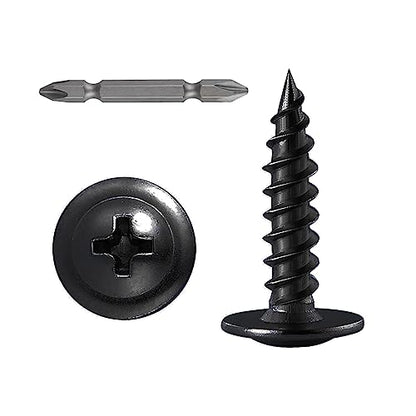 (300 pcs) Wensilon #10×3/4" Black Phillips Truss Head Wood Screws Quick Metal Self Tapping
