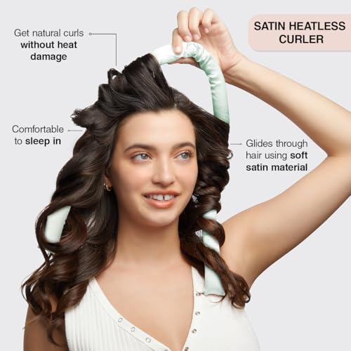 Divi x Kitsch Satin Heatless Hair Curler Set - Heatless Curls Overnight, Hair Rollers for Soft Curls & Frizz-Free Styling, No Heat Curlers To Sleep in, Curling Rod Headband for Overnight Curl- Sage