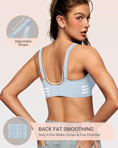 OEAK Womens Deep V Bras Wireless Comfortable Bra Supportive No Underwire Bras Tshirt Push Up Bralettes Plunge Seamless Bra