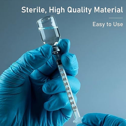 U-100 1ml Syringe with Needle, 31G 1/4" 6mm 1cc Syringes, Disposable Individual Package, Pack of 100