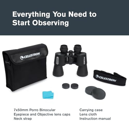 Celestron - Cometron 7x50 Astronomy Binoculars – Entry-Level for Stargazing and Comet Watching – Large 50mm Objective Lenses – Wide 6.6° Field of View – Multi-Coated Optics