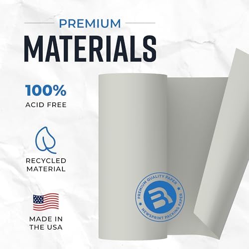 Bryco Goods Large Newsprint Packing Paper Roll - 1000'L x 18”W (700 Sheets 17” Long Equivalent) - USA Made - Newspaper Paper - Packaging, Storage, Shipping & Moving Supplies