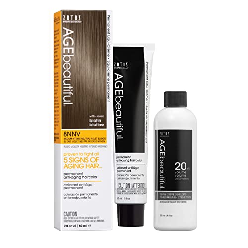 AGE beautiful Permanent Hair Color Dye Liqui Creme | 100% Gray Coverage | Anti-Aging Haircolor | Biotin for Thicker, Fuller Hair | Professional Salon Coloring
