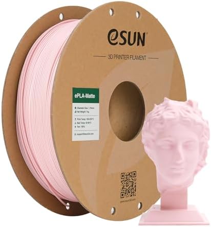 eSUN Matte PLA Filament 1.75mm, Matte 3D Printer PLA Filament, 1KG Spool 3D Printing Filament for 3D Printers, Paper Reel, Peach Pink