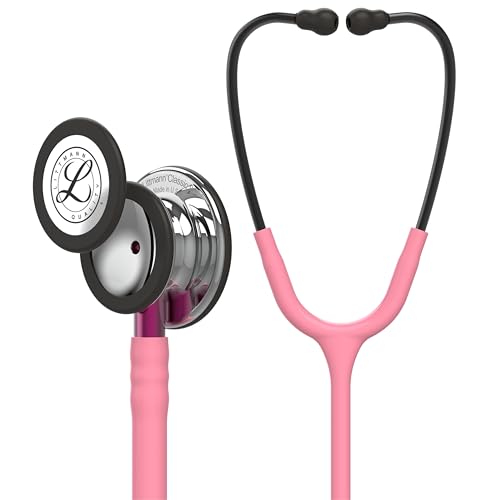 3M Littmann Classic III Monitoring Stethoscope, 5962, More Than+C19:C70 2X as Loud, Weighs Less, Stainless Steel Mirror-Finish Chestpiece, 27" Pearl Pink Tube, Pink Stem, and Smoke Headset