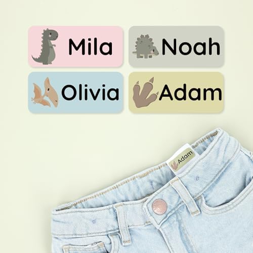 – Personalized Name Labels for Kids (120) – Waterproof & Durable Stickers for Clothing, School & Daycare Items - Dinosaurs