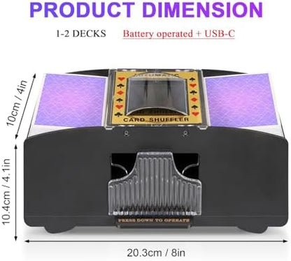 Automatic Card Shuffler 2/1/4/6 Deck,Battery-Operated Electric UNO Poker Shuffler,Playing Card Shuffler for Home Card Game,Travel
