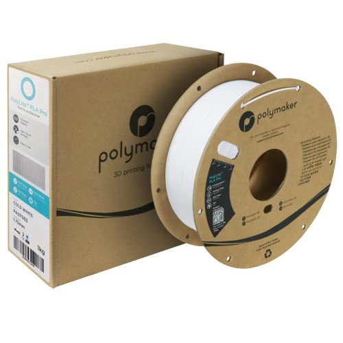 Polymaker PLA PRO Filament 1.75mm 1kg, Tough & High Rigidity Cold White 3D Printing Filament, PolyLite PLA PRO 3D Printer Filament 1.75mm, Print with Most 3D Printers