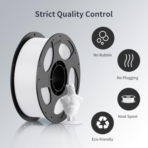 ANYCUBIC 3D Printer Filament PLA Bundle, PLA Filament 1.75mm Dimensional Accuracy +/- 0.02mm, 1KG Reusable Spool, 2KG White