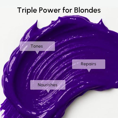 MAREE Purple Hair Mask - Toner for Blonde Hair - Purple Conditioner for Color Treated - Brassy, Bleached, Highlighted, Platinum, Ash and Silver - with Keratin – Matizador Para Cabello Rubio