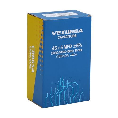 45/5 uF 45+5 MFD 370V 440V 450V Oval Dual Run Start AC Capacitor 45 5 uF 370 440 450 Volt VAC CBB65 Air Conditioner Capacitors for AC Unit Fan Motor Start or Heat Pump