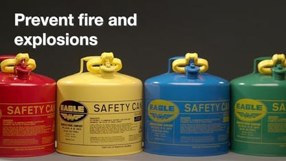 Eagle 5 Gallon Type I Green Safety Gas Can for Oil and Other Combustibles with Flame Arrester, Self-Closing Lid, and F-15 Funnel, Made in the USA, Galvanized Steel Flammable Storage Can, UI50FSG