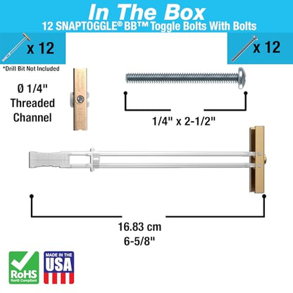 TOGGLER SNAPTOGGLE Drywall Anchor with Included Bolts for 1/4-20 Fastener Size; Holds up to 265 pounds Each in 1/2-in Drywall (Pack of 12)