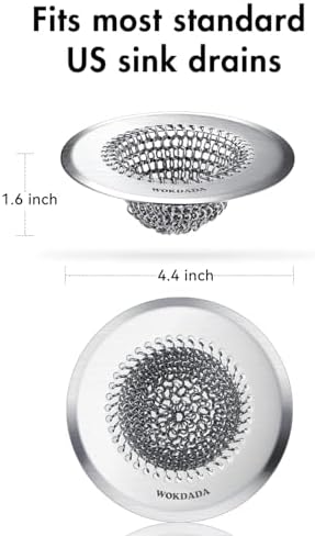 Sink Drain Strainer, Reversible Easy Clean Mesh Sink Strainer with 304 Stainless Steel, Wokdada Revolutionary Anti-Rust Large Kitchen Sink Strainer Food Catcher for Garbage Disposal Without Clogging