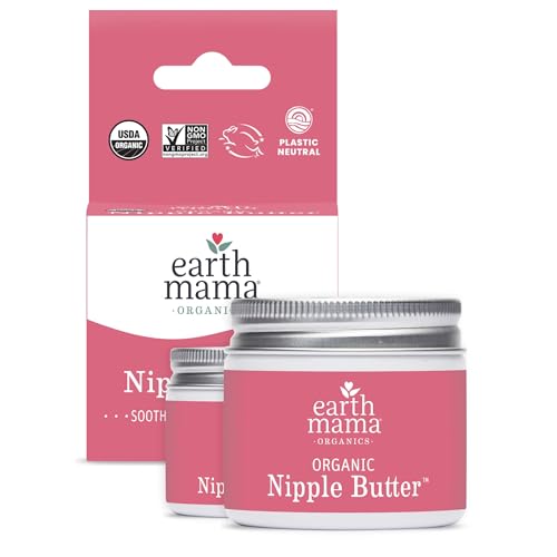 Earth Mama Organic Nipple Butter™ | Nipple Cream Safe for Breastfeeding | Postpartum Essentials for Nursing | Non Lanolin Nipple Cream, 2 fl oz (2-Pk)