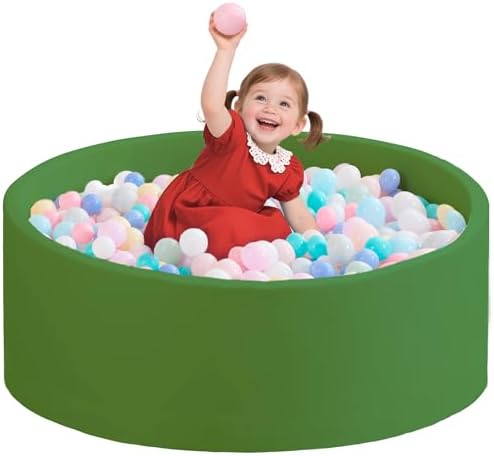 Ball Pit for Toddlers 35.43''x11.81 Baby Ball Pits Soft Memory Foam Ball Pits Round Kids Ball Pit Indoor Kids Play Ball Pool Ideal Gift for Girls and Boys (Green, NO Balls)