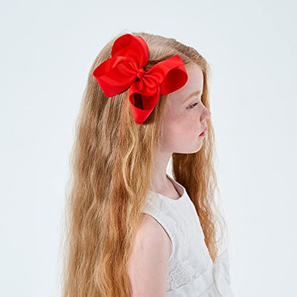 Big Hair Bows Clips for Girls Little Girl Bows Hair Clip Hair Accessories for Toddler Girls 4-6 (40pcs/6inch)