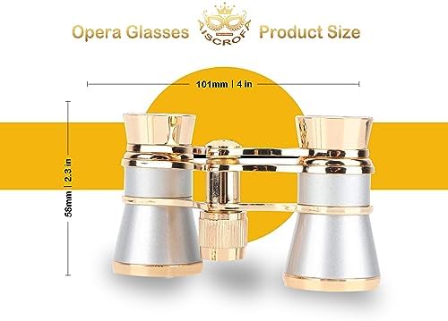 Opera Glasses,3X25 Theater Binoculars with Foldable and Extendable Handle,Mini Binocular Compact Lightweight,Portable Theater Glasses for Adults Kids Women in Musical Concert