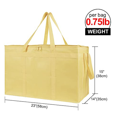 Bodaon 2-Pack Insulated Pizza Delivery Bags, XXX-Large Commercial Food Delivery Insulation Bag for Hot/Cold Food, Large Capacity Reusable Warming Bag, Beige