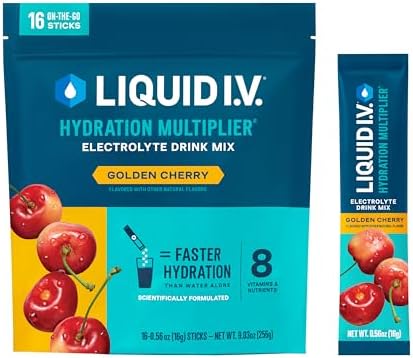 Liquid I.V.® Hydration Multiplier - Golden Cherry | Electrolyte Powder Drink Mix | 1 Pack (16 Servings)