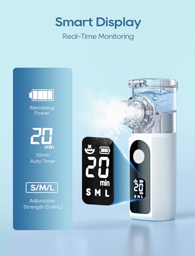 Portable Nebulizer for Adults and Kids with Smart LED Display, 3 Modes & Auto-Cleaning, Handheld Nebulizer for Home and Travel Use