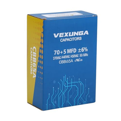 70/5 uF 70+5 MFD 370V 440V 450V Oval Dual Run Start AC Capacitor 70 5 uF 370 440 450 Volt VAC CBB65 Air Conditioner Capacitors for AC Unit Fan Motor Start or Condenser Straight Cool