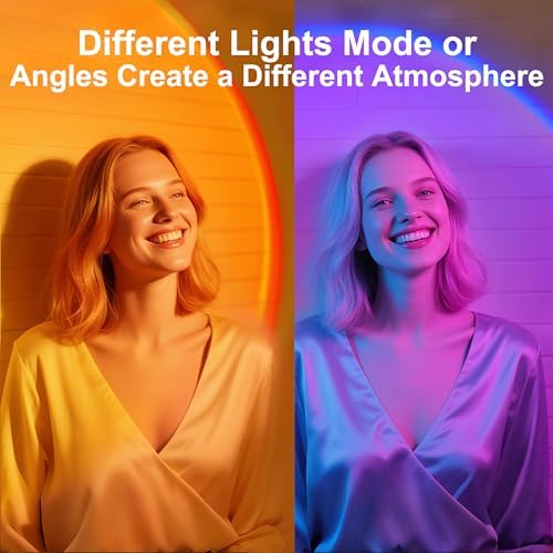 Sunset Lamp Projector 21 Color Changing Sunlight Lamp Mood Lighting,Sunrise Sunset Light 360°Rotation LED Projection Lamp for Room Decor,Party,Tiktok Live,Photography|Multicolors, APP & Button Switch