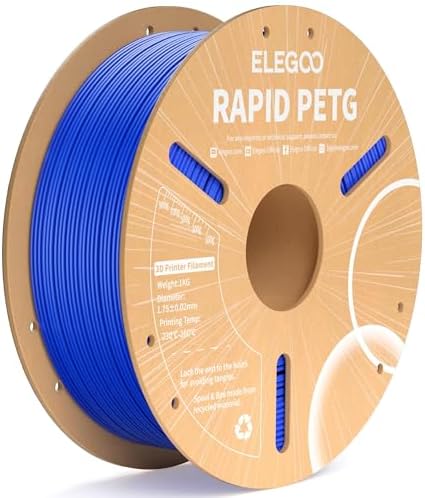ELEGOO Rapid PETG Filament 1.75mm Blue 1KG, High Speed 30-600mm/s 3D Printer Filament Dimensional Accuracy +/- 0.02 mm, 1kg Cardboard Spool(2.2lbs) Fits for Most FDM 3D Printers