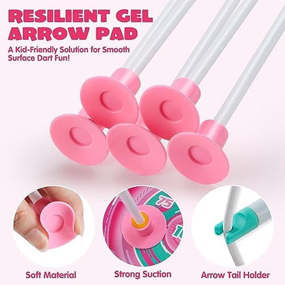 JOYIN Pink Bow and Arrow Set for Girls, LED Light Up Archery Toy Set with 9 Suction Cup Arrows, Target & Arrow Case, Christmas Indoor Outdoor Activity Toy for Kids Girls Ages 3-12