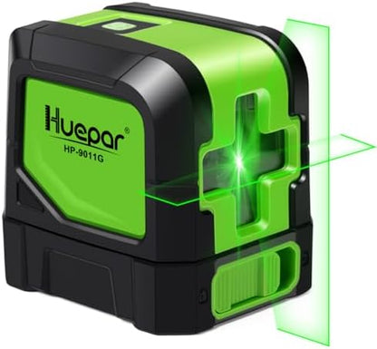 Huepar Laser Level, 100ft Self Leveling Green Cross Line Laser for Picture Hanging, Tile, Decoration & DIY Indoor Construction – 360° Magnetic Base & Battery Included