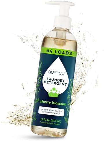 Puracy Laundry Detergent - Enzyme-Powered Liquid Laundry Detergent Concentrate, Natural LaundryDetergent Seen on TikTok, Non-Toxic (Cherry Blossom, 16 fl oz, 64 Loads)