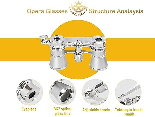 Opera Glasses,3X25 Theater Binoculars with Foldable and Extendable Handle,Mini Binocular Compact Lightweight,Portable Theater Glasses for Adults Kids Women in Musical Concert