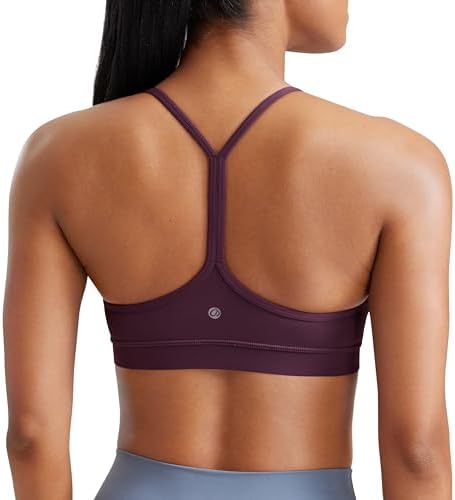CRZ YOGA Butterluxe Womens Y Back Sports Bra - Padded Racerback Low Impact Spaghetti Thin Strap Workout Yoga Top