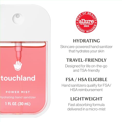 Touchland Power Mist Hydrating Hand Sanitizer Spray, JUICY Trio Set (Watermelon, Peach, Berry), 1 FL. OZ. Travel Size (Set of 3)