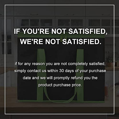 Bodaon 3-Pack Insulated Pizza Delivery Bags, X-Large Reusable Grocery Shopping Bags, Black with Green Edge