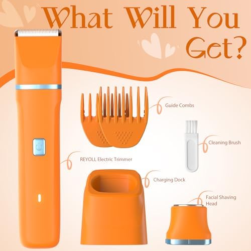 Facial Hair Removal for Women - Waterproof 2 in1 Rechargeable Eyebrow Facial Trimmer and Bikini Trimmer for Women, Painless Face Electric Razor/Shaver for Lip, Arms, Face, Peach Fuzz