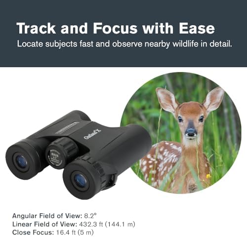 Celestron - Outland X 8x25 Binoculars – Ideal for Birding and Outdoors – 25mm Objective Lenses – Wide 8.2° Field of View – BaK-4 Prisms – Multi-Coated – Waterproof and Fogproof