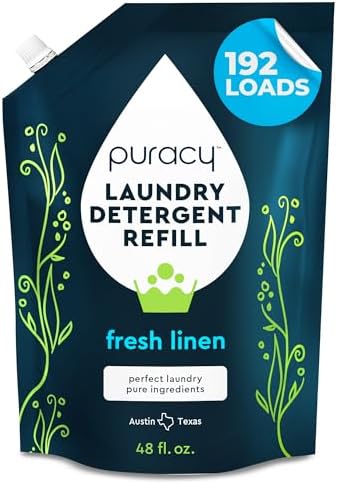 Puracy Laundry Detergent Refill - Enzyme-Powered Liquid Laundry Detergent Concentrate, Natural Laundry Detergent Seen on TikTok, Non-Toxic (Fresh Linen, 48 fl oz, 192 Loads)