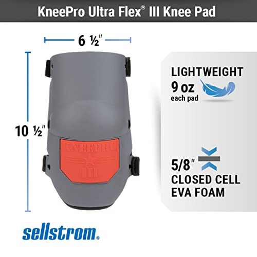 Sellstrom Ultra Flex III KneePro Professional Knee Pads for Men & Women with Triple-Layer Foam Cushioning, Heavy Duty Outer Shell, Speed Clips - for Construction Work, Gardening, Roofing, Flooring