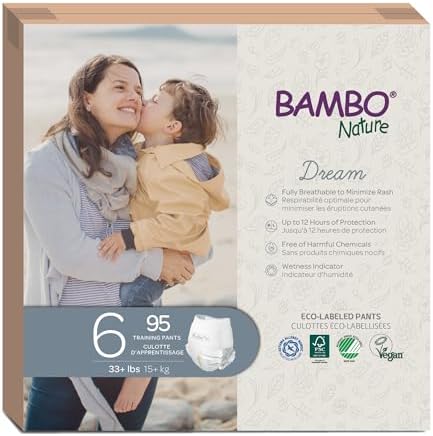 Bambo Nature Hypoallergenic Training Pants, Eco-Labelled Training Pants, Totally Chlorine-Free, Skin Friendly - Size 6 (95 Count)