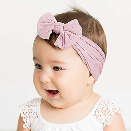 CÉLLOT 20 Colors Super Stretchy Soft Knot Baby Girl Headbands with Hair Bows Nylon Head Wrap For Newborn Baby Girls Infants Toddlers Kids
