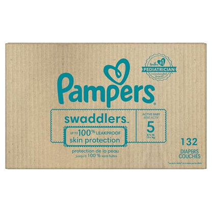 Pampers Baby Diapers - Swaddlers - Size 5, 132 Count, Ultra Absorbent Disposable Infant Diaper