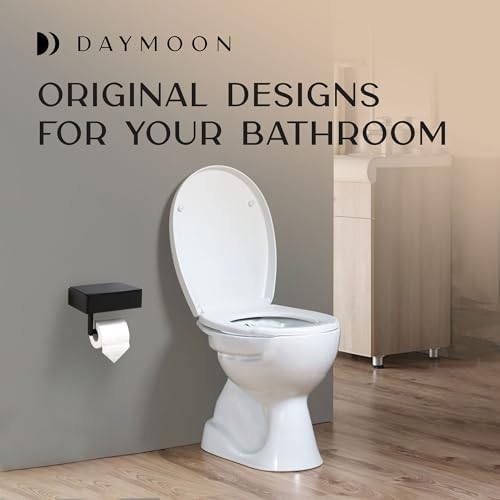Day Moon™ Matte Black Toilet Paper Holder with Shelf, Wipe Holder for Bathroom Flushable Wipes Dispenser Toilet Paper and Wipes Holder Toilet Paper Holder with Storage