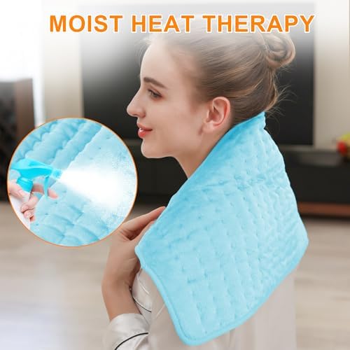 Heating Pad-Electric Heating Pads for Back,Neck,Abdomen,Moist Heated Pad for Shoulder,Knee,Hot Pad for Arms and Legs,Dry&Moist Heat & Auto Shut Off(Baby Blue, 12''×24'')