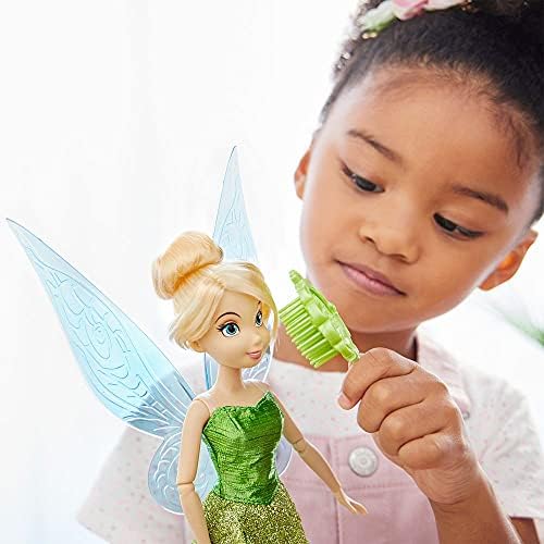 Disney Store Official Disney Princess Classic Doll (Tinker Bell from Peter Pan), 11 Inches, Includes Brush with Molded Details, Fully Posable Toy in Classic Outfit - Disney Princess Toys for Girls