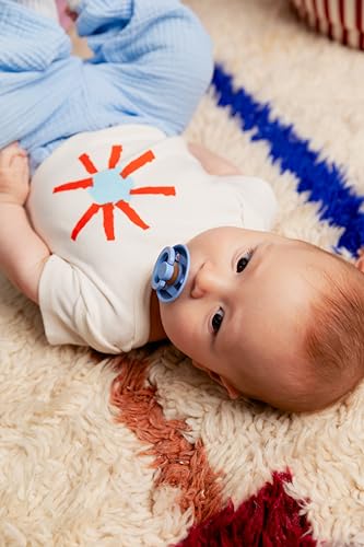 BIBS Pacifiers - Colour Studio 2 Pack | Round Nipple Baby Pacifier | BPA Free Natural Rubber Latex Soother | Made in Denmark | Size 6+ Months | Block Nordic Mint Petrol